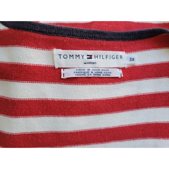 Tommy Hilfiger Women Top 3X Plus Tee Short Sleeve Knit Red Stripe STR196E - Picture 6 of 8